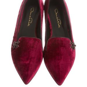 Oscar de la Renta Red Velvet Flats